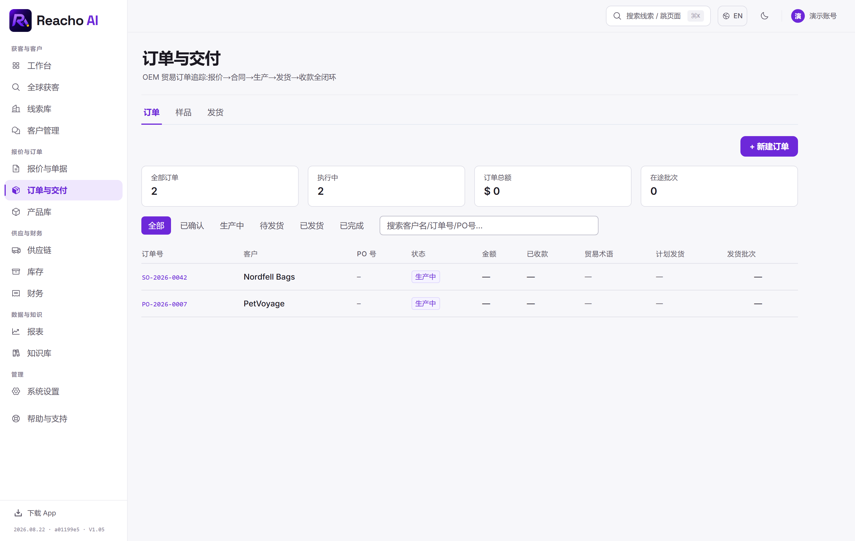 Orders & delivery